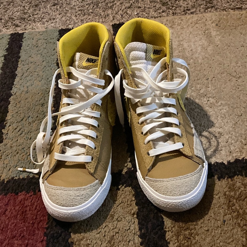 Nike high top yellow sneakers womens 8.5